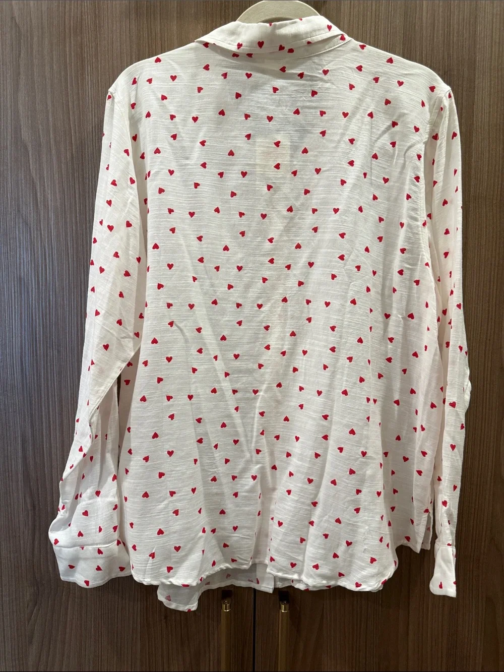 Lucky Brand White Button-Down Shirt with Red Heart Print